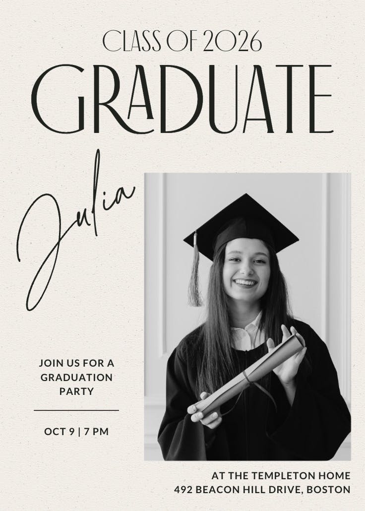 Editorial layout - graduation party invitation